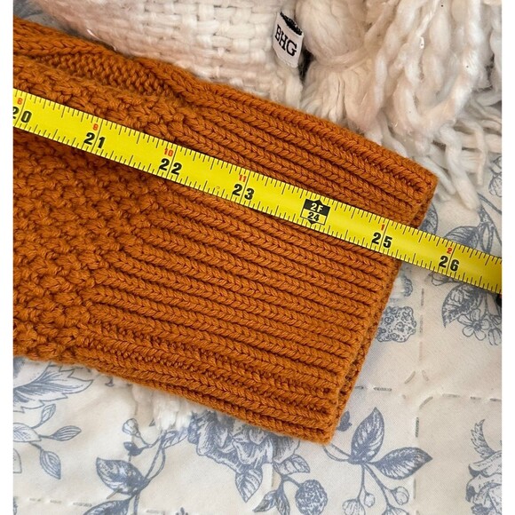 LL Bean Signature Women's Funnelneck Sweater Size XL Cable Knit Mustard Gold - Picture 6 of 9